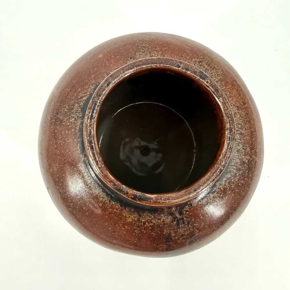 Decorative Vase Brown / Copper Speckled Glossy Glaze Handmade Unbranded